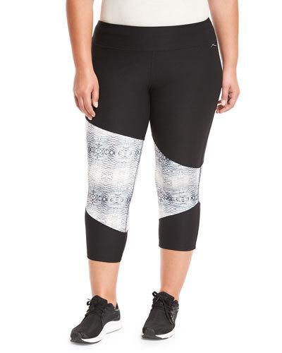 Colorblock Capri Performance Legging, Black/snake,