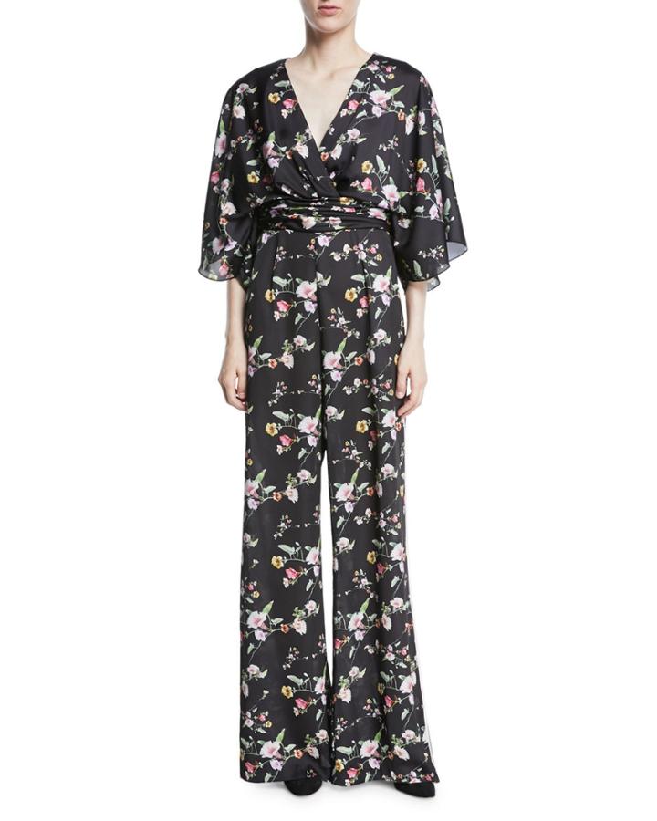 Kimono Floral V-neck Jumpsuit