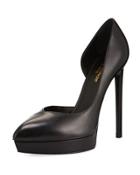 Pointed-toe Leather Half-d'orsay Platform Pump