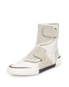 Men's Leather-suede Strappy High-top Sneakers,