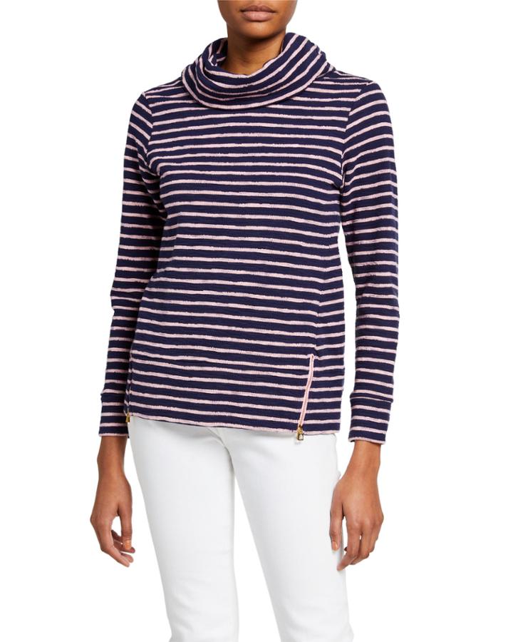 Stripe Cowl-neck Pullover
