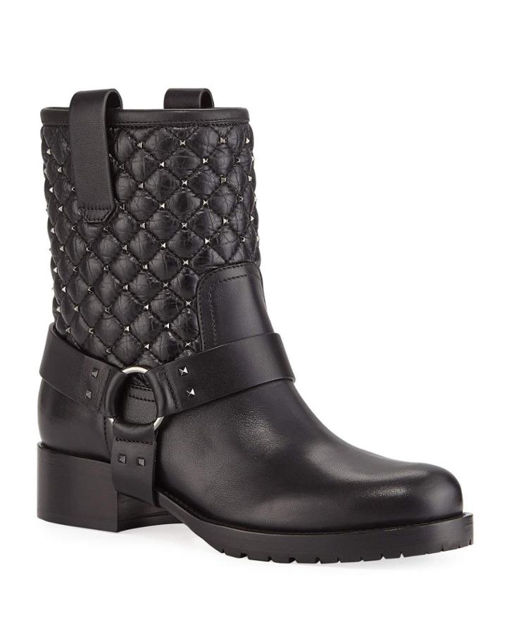 Rockstud Quilted Leather