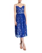 Embroidered Lace Frayed Cocktail Dress