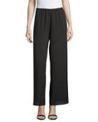 Wide-leg Crepe Pants, Black