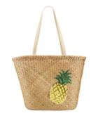 Pineapple Straw Tote Bag, Yellow