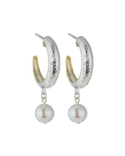 Spell Small Tapered Hoops W/ Freshwater Pearl Drops