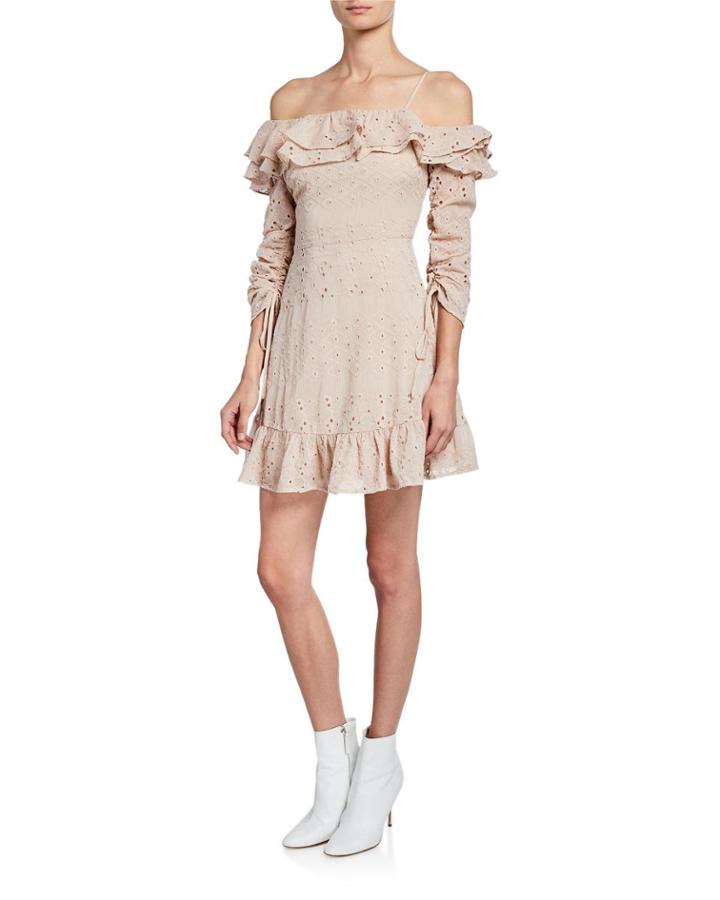 Whitney One Shoulder Eyelet Ruffle Dress