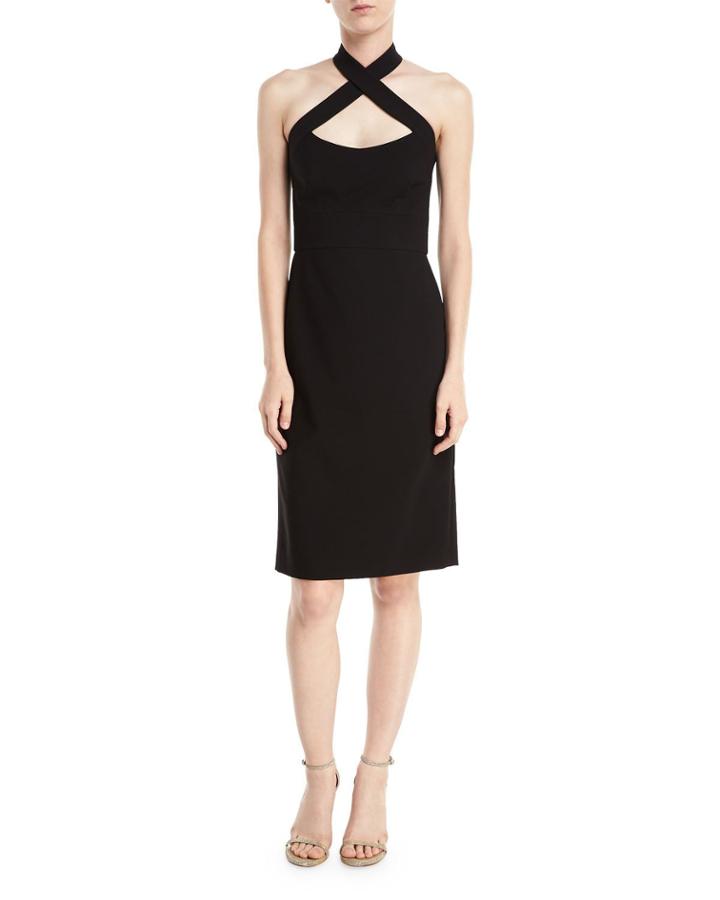 Crisscross Halter Bodycon Cocktail Dress