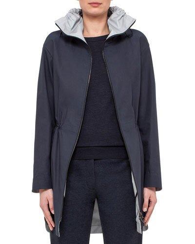 Tech Fabric Short Parka Jacket, Navy/cliff