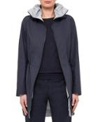 Tech Fabric Short Parka Jacket, Navy/cliff