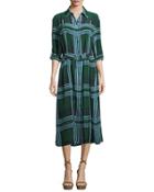 Clarise Belted Plaid Silk Jersey