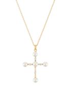Cubic Zirconia & Pearly Cross Pendant Necklace
