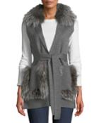 Lynn Sweater Vest W/ Fur Trim