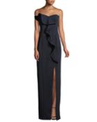 Strapless Ruffle Gown W/ Front