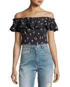 Meadow Off-the-shoulder Floral-print Top