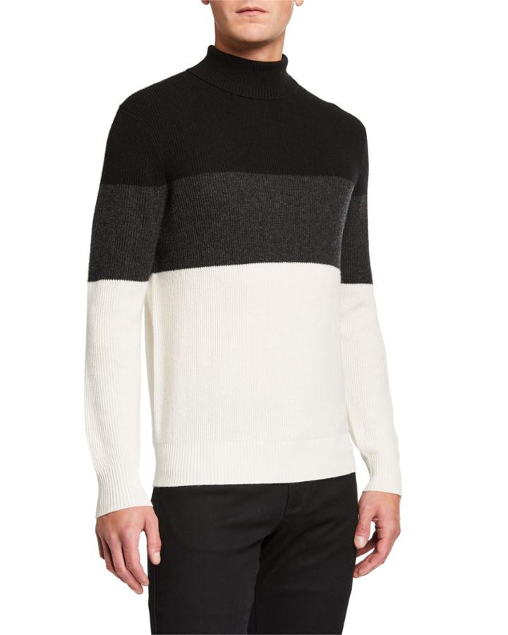 Men's Colorblock Cashmere Turtleneck