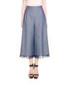Wide-leg Fringed Denim Pants