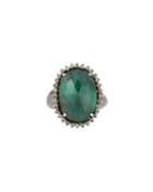 Emerald Oval Ring W/ Diamonds,