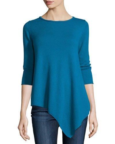 Three-quarter-sleeve Asymmetric Cashmere Top