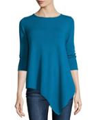 Three-quarter-sleeve Asymmetric Cashmere Top
