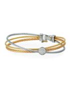 Overlapping Cable & Diamond Disc Bracelet, Tricolor