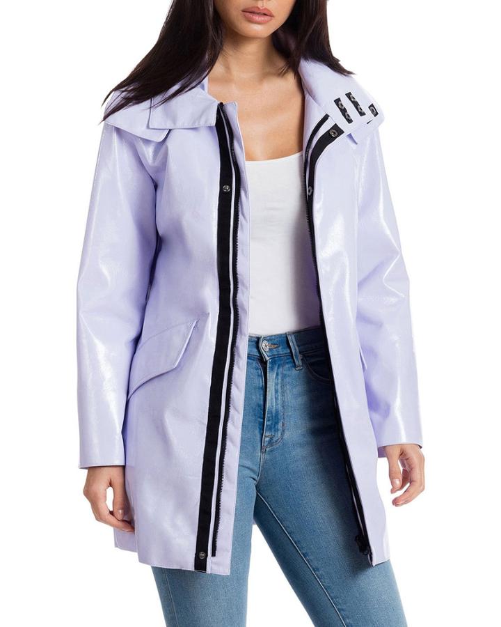 Faux Patent Leather Raincoat