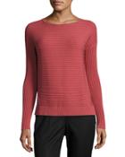 Long-sleeve Ribbed Sweater, Cherrywood