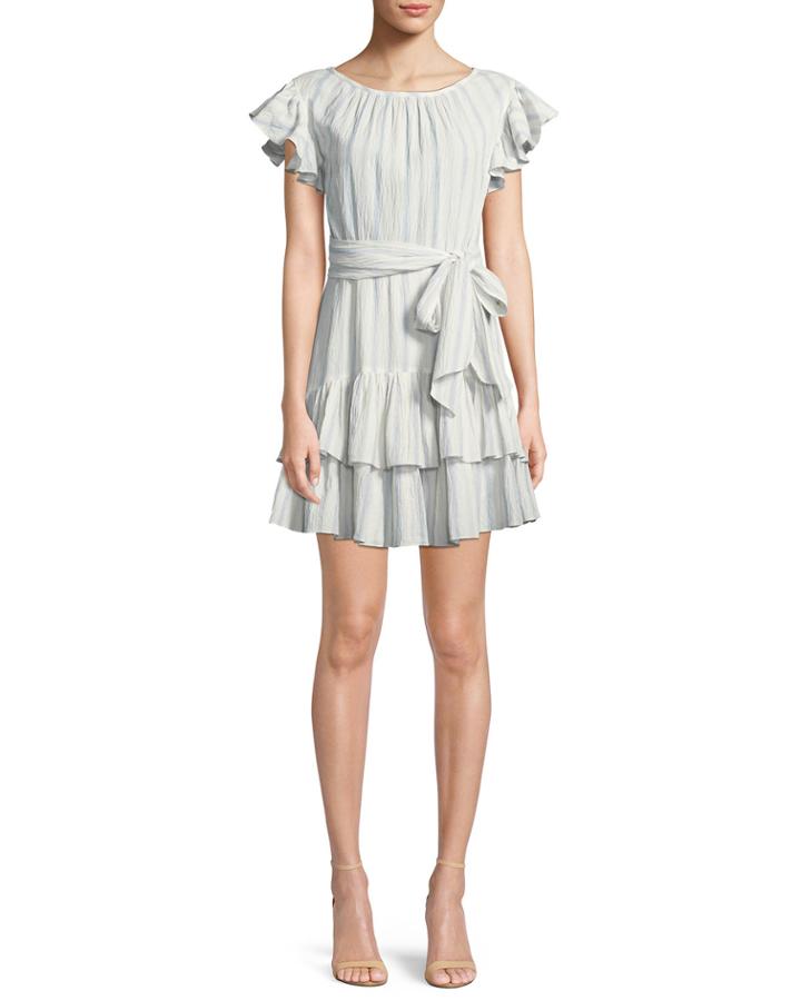 Striped Self-tie Ruffle