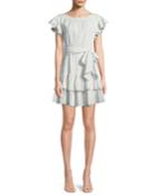 Striped Self-tie Ruffle