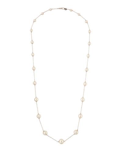 Long Graduating Illusion White Pearl Necklace