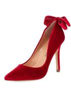 Verity Bow-heel Velvet Pump, Red