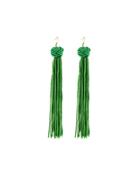 Knot Tassel Drop Earrings, Green