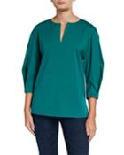 Juliette 3/4-sleeve Italian Stretch Cotton Blouse