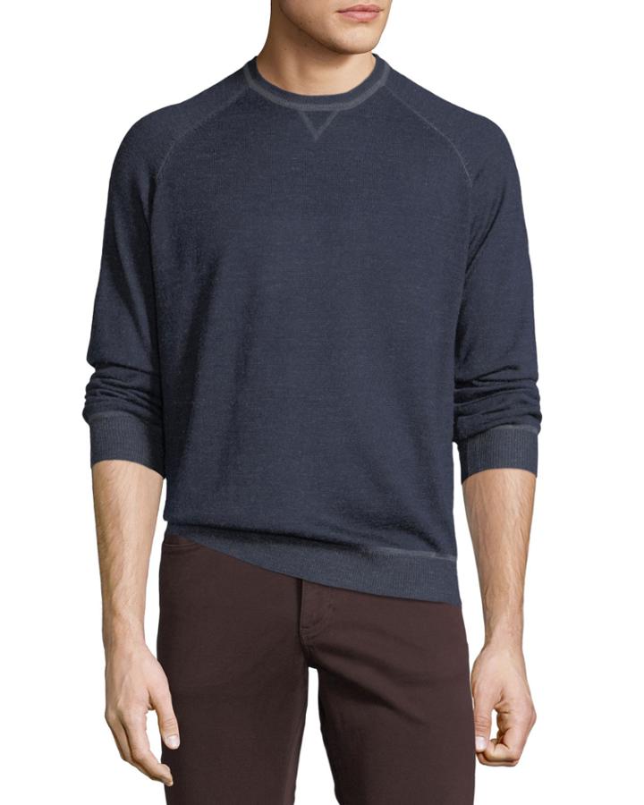 Men's Crewneck Raglan-sleeve Wool-blend