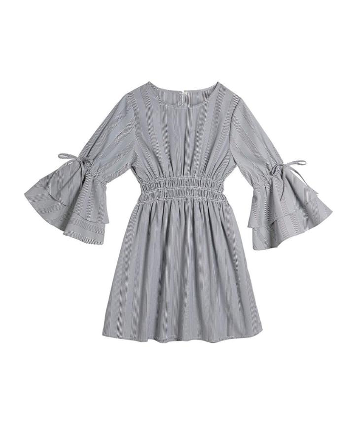Brielle Multi-stripe Long-sleeve Dress,