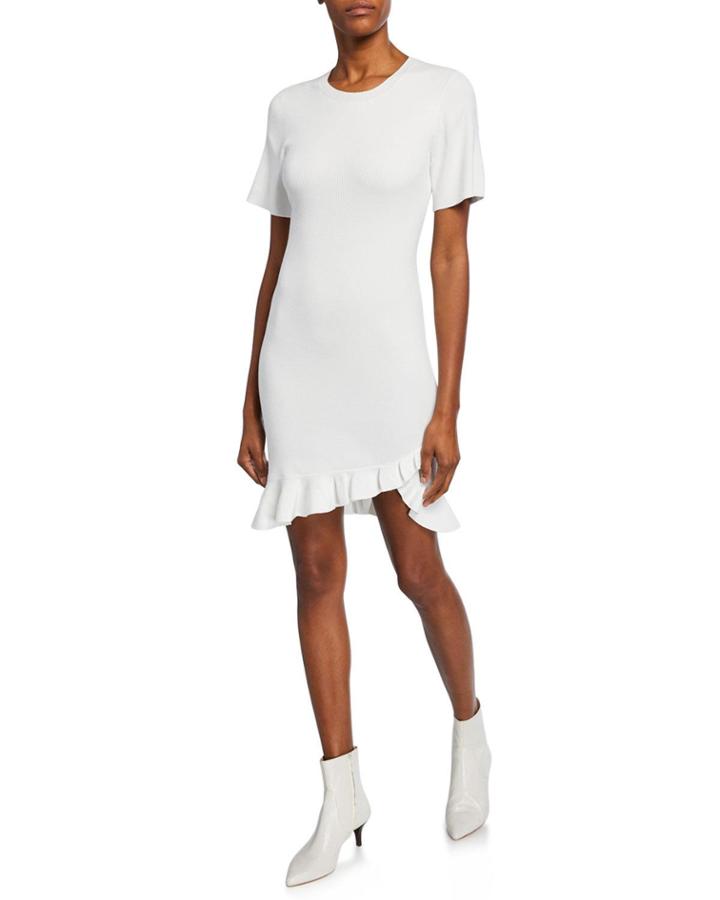 Tulum Ribbed Bodycon Dress W/ Ruffle Hem