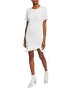 Tulum Ribbed Bodycon Dress W/ Ruffle Hem
