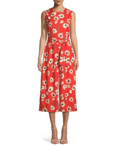 Floral-print Sleeveless Wide-leg Jumpsuit