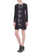 Button-print Inset Cardigan Dress