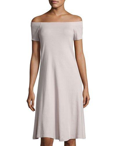 Off-the-shoulder Long Dress, Taupe