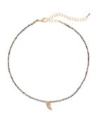 Pave Crystal Horn Choker Necklace, Gray