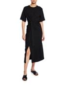 Cotton Tie-waist Midi Wrap Dress