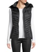 Down Fill Puffer Vest With Faux-fur Trim
