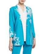 Plus Size Floral-print One-button