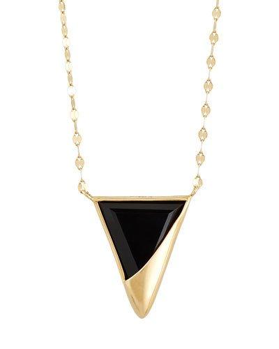 14k Jet Onyx Triangle Charm Necklace