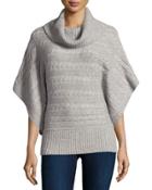 Cashmere Cable-knit Banded-hem Poncho, Heather Gray