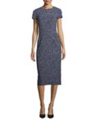 Floral-print Cap-sleeve Stretch-cady Midi
