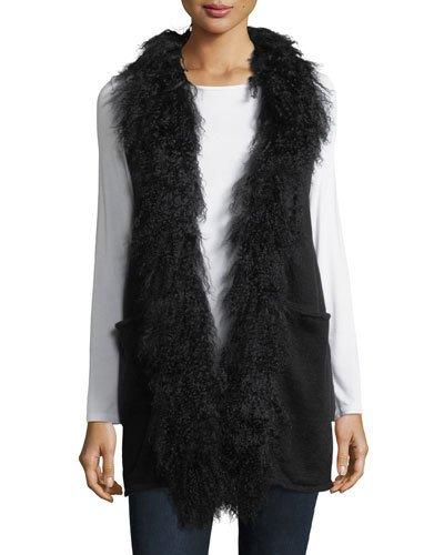 Shearling-trim Knit Vest