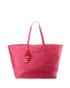 Faux-saffiano Shoulder Tote Bag With Tassel