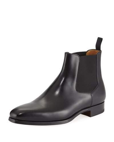 Juan Gored Calf Leather Boot, Black